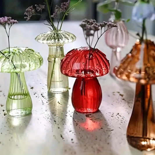 Colorful Glass Mushroom Vase