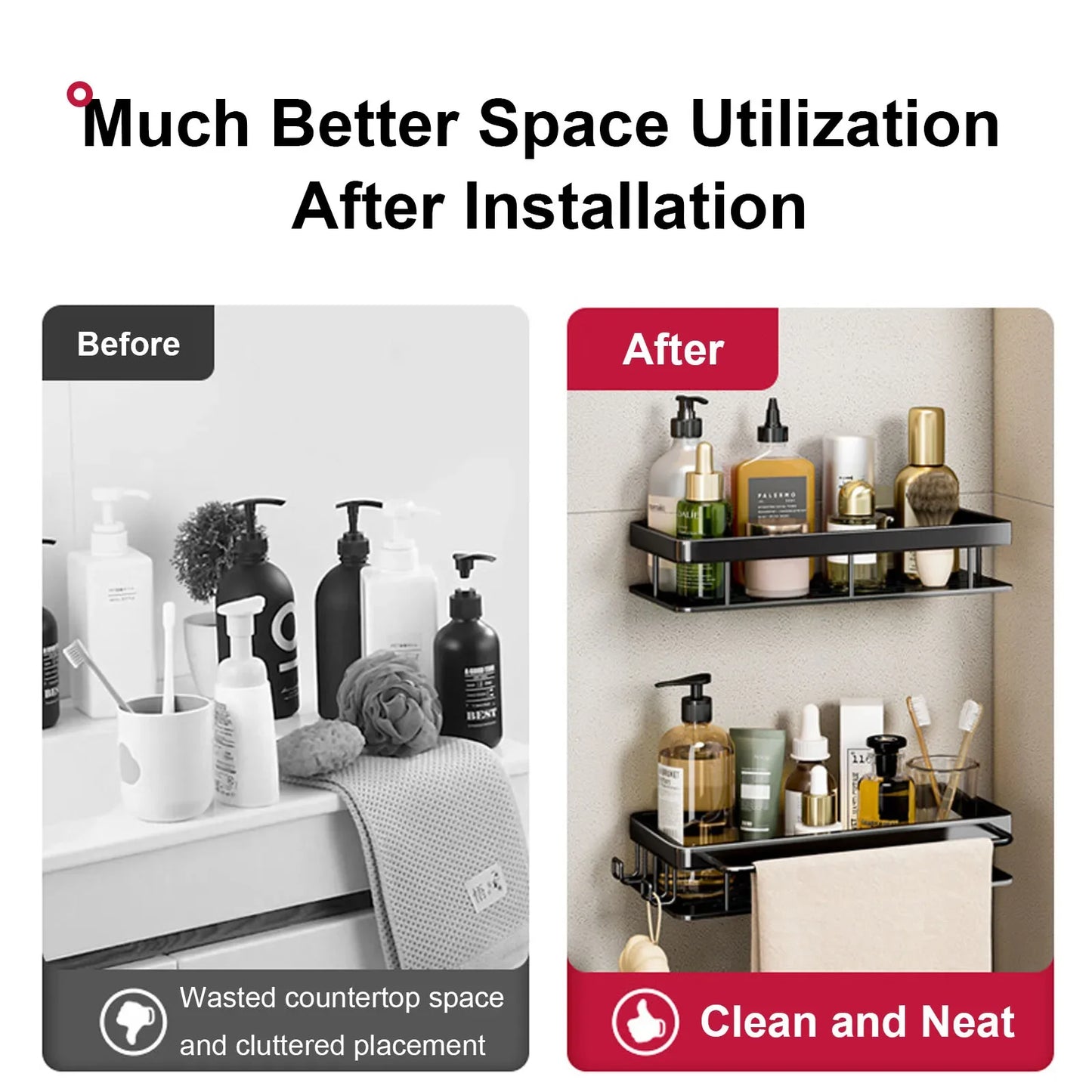 SleekSpace Drill-Free Bathroom Shelf