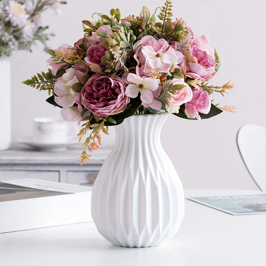 Modern Minimalist Plastic Vase – Ceramic Look