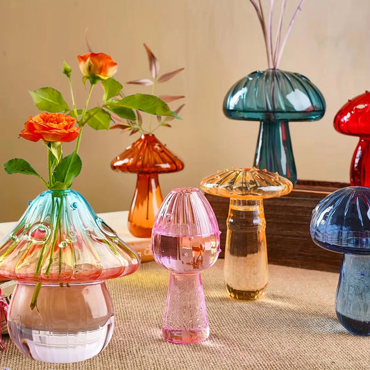 Colorful Glass Mushroom Vase